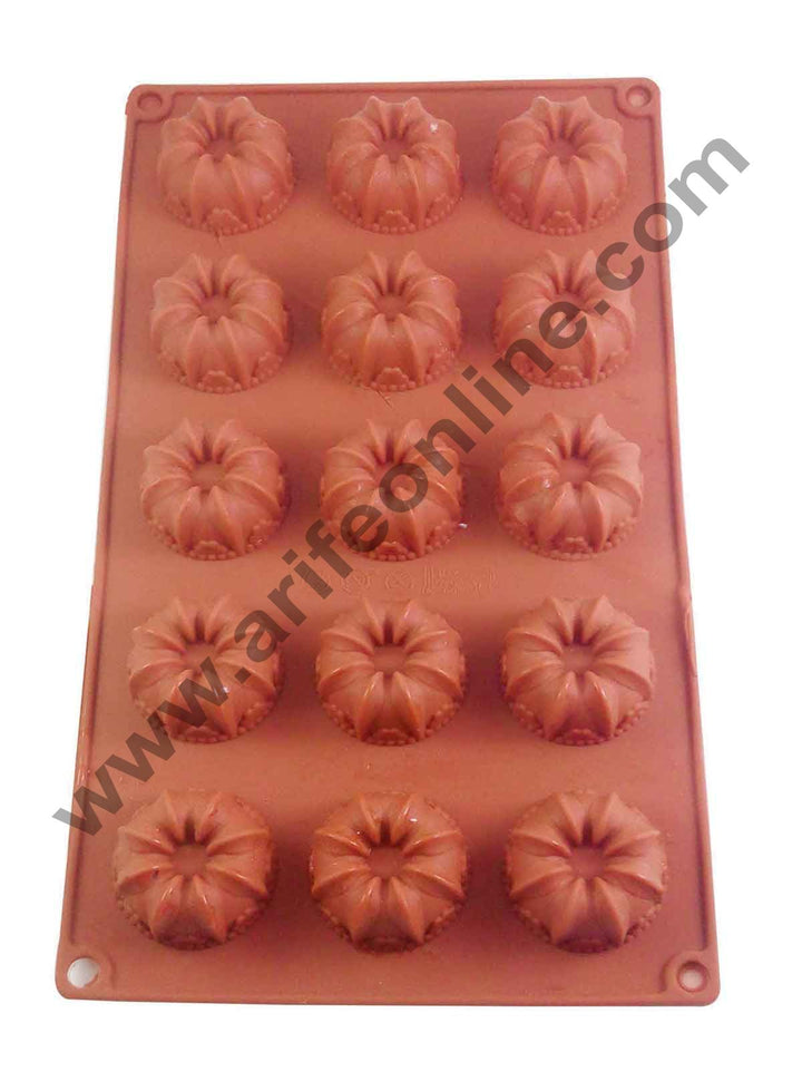 Cake Decor Silicon 15 in 1 Donut Frill Flower Muffin Cupcake Mould