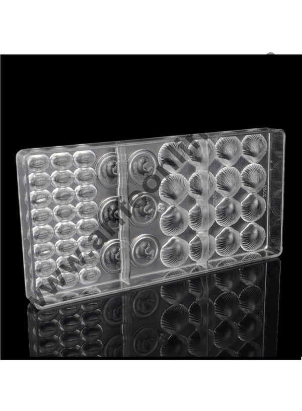 Cake Decor 46 Cavities Sea Animals Shell Fish Bean Shape Polycarbonate Chocolate Mold