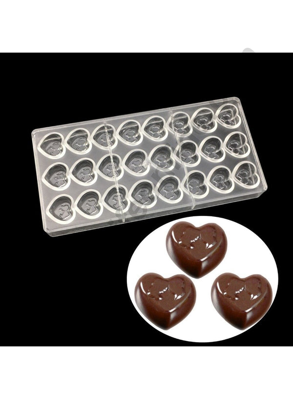 Cake Decor 24 Cavity Heart With Couple Shaped Polycarbonate Chocolate Mould SB-2065