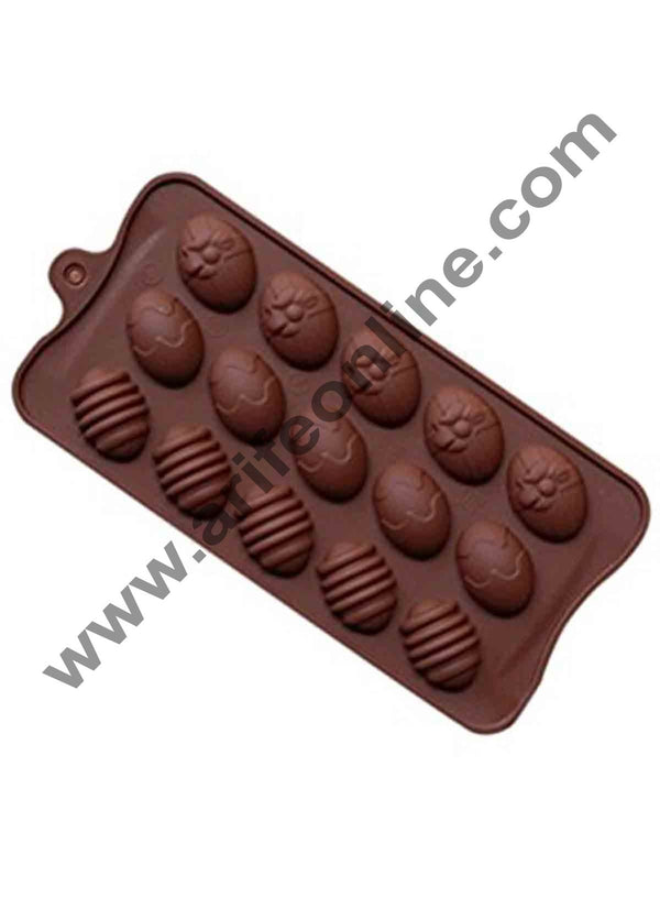 Cake Decor 15-Cavity Easter Egg Silicone Mould for Homemade Soap, Cake, Cupcake, Pudding, Jello, Bread,Soap Ice Cube Tray Mould Mold Shape Silicone Brown Chocolate Moulds