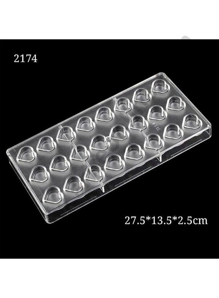 Cake Decor 24 Cavity Heart Shaped Polycarbonate Chocolate Mould SB-2174