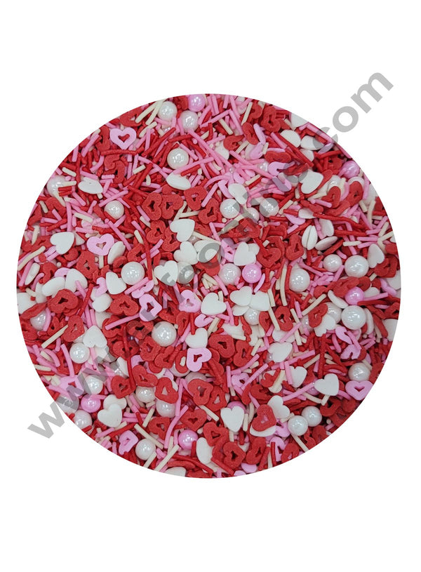 Cake Decor Sugar Candy - Fancy Sprinkles Red White Pink Vermicelli Ball and Heart Confetti Valentine