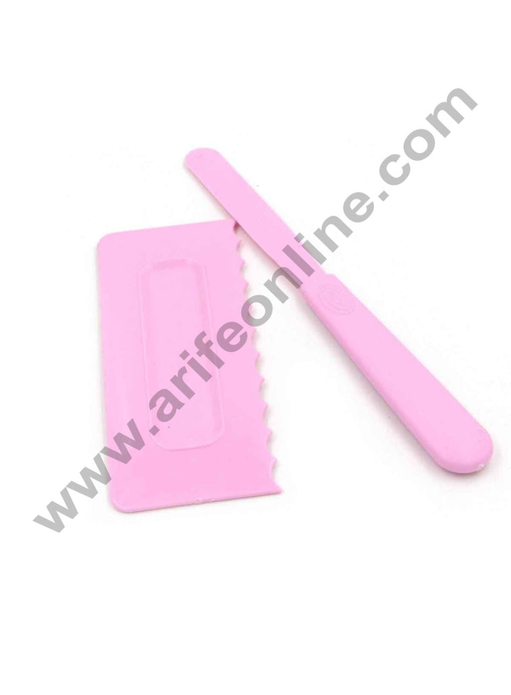Cake Decor 2PCS/Set Plastic Cake Spatulas Pastry Icing Comb Set Butter Cream Cake Scraper Smoother Baking Tools for Cakes Fondant Mold Tool
