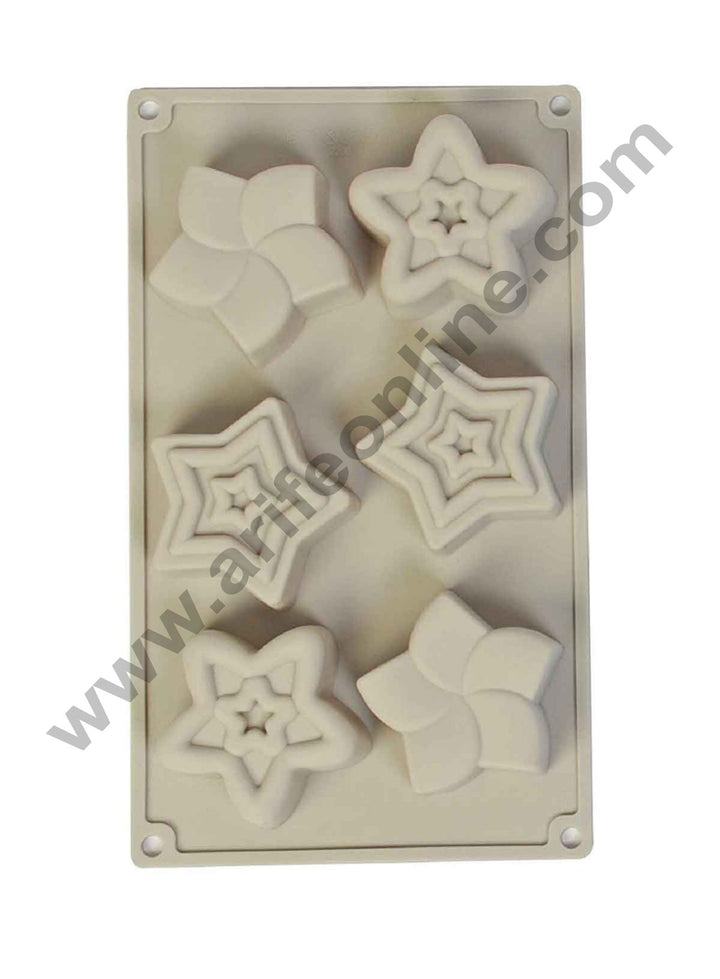 Cake Decor Silicon 6 Cavity, Star Shape, Non Sticky Mold for soap,Chocolate, Fondant Sugar bakeware Mold