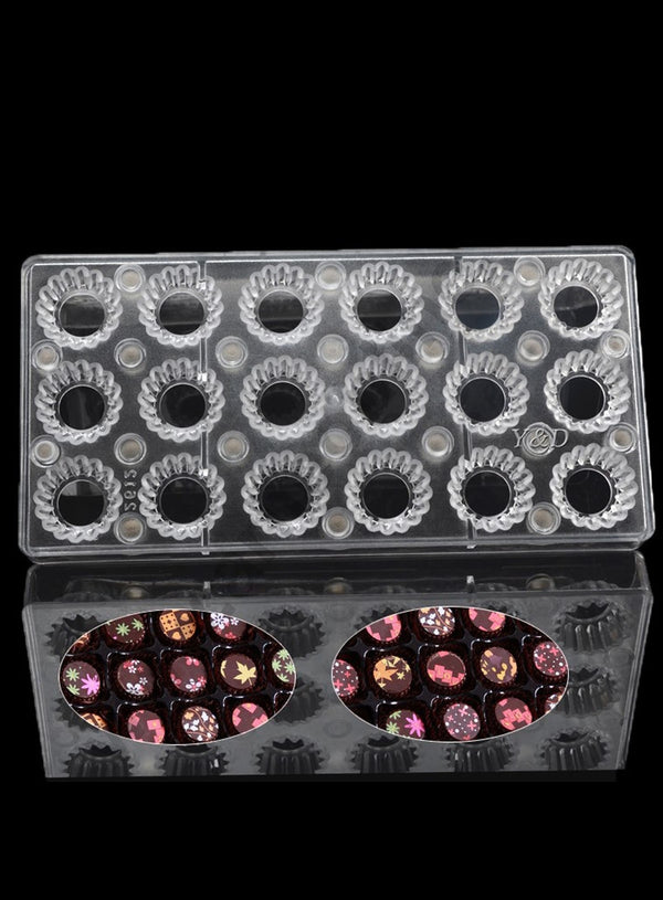 Cake Decor Magnetic 18 Cavity Round Frill Shaped Polycarbonate Chocolate Mould SB-2612