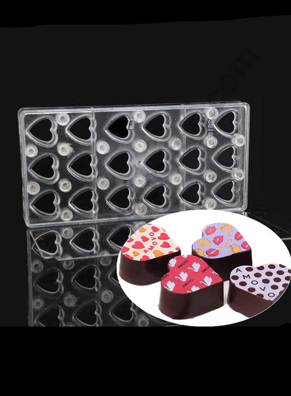 Cake Decor Magnetic 18 Cavity Heart Shaped Polycarbonate Chocolate Mould SB-2616