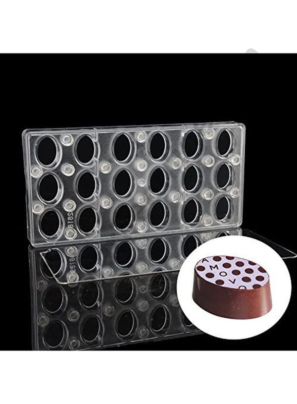 Cake Decor Magnetic 18 Cavity Oval Shaped Polycarbonate Chocolate Mould SB-2618