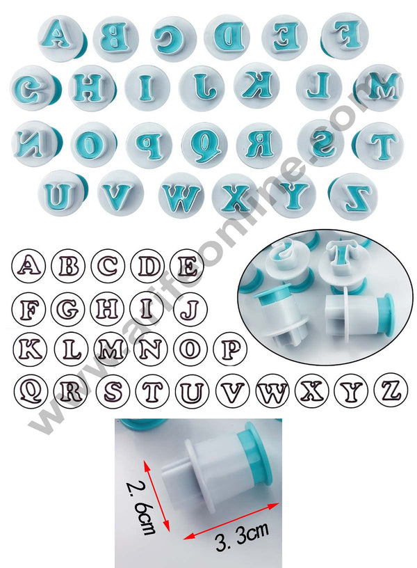 Cake Decor 26pcs Push Easy Mini Upper Case Alphabet Letter Cookie Cutter Fondant Cutters