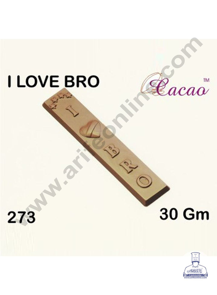 Cake Decor 3 Cavity Rectangle Bar PVC Chocolate Mould I Love Bro (1pcs pack)