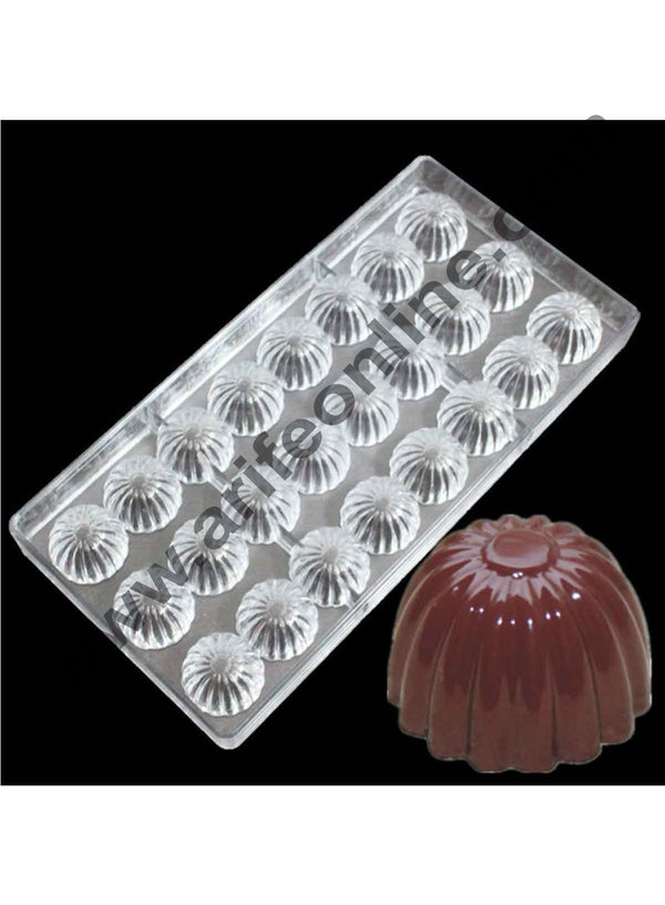Cake Decor 24 Cavities Flower Screw Shaped Hard Polycarbonate Chocolate Mould