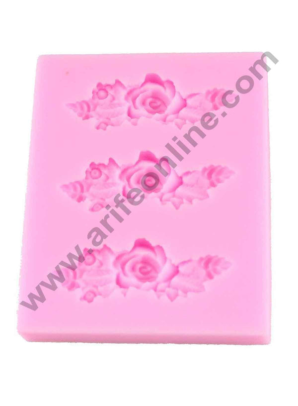 Cake Decor Silicon 3 Cavity Rose Border Silicone Fondant Mould Marzipan Mould