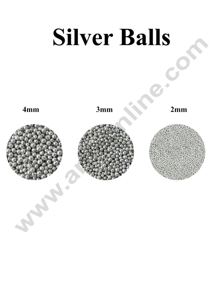 Cake Decor Silver Balls Sugar Candy 2 mm