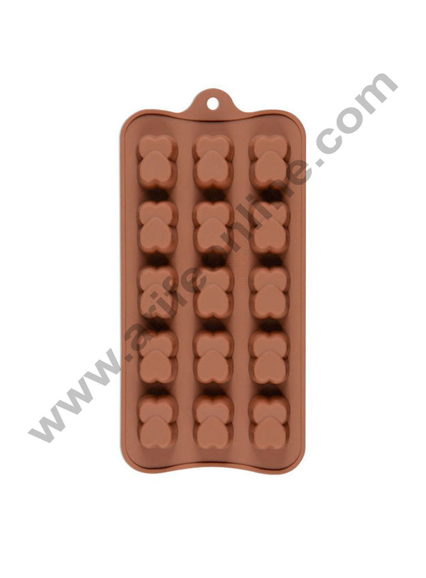 Cake Decor 15 Cavity Double Heart Design Brown Silicone Chocolate Mould