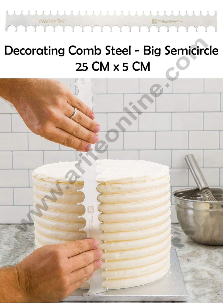 Cake Decor Stainless Steel Comb Big Semicircle Polisher Scraper Pastry Icing Comb For Cakes For Baking