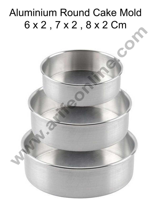 Cake Decor Round Shape Aluminum 3 in 1 Thali Cake Mould Set of 3