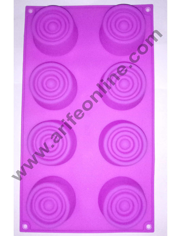 Cake Decor Silicon 8 in 1 Round Circle Muffin Cupcake Mould