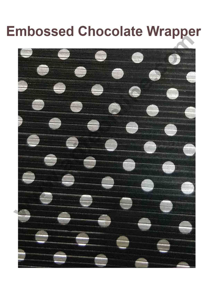 Cake Decor Chocolate Wrappering Foil, Embossed Chocolate Wrapper, 200 Sheets - 10in x 7in - Black with Silver Dots