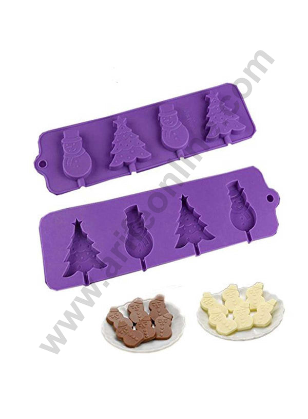 Cake Decor 4 Cavity Silicone Christmas Tree Snowman Silicon Moulds Muffin Mould