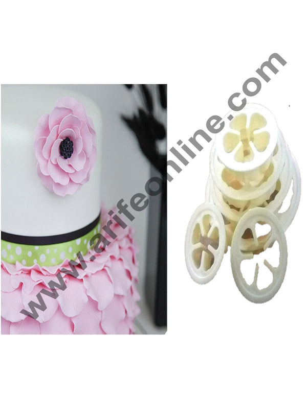 Cake Decor Plastic Rose Flower 5 Petal Fondant Cutter Cake Cutter (Set Of 6 Cutters in Different Sizes)