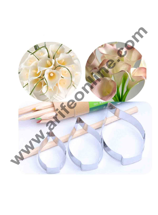 Cake Decor 3 Pcs Calla Lily Petals Cutter Bakeware Mould Biscuit Mould Set Sugar Arts Fondant Cake Decoration Tools