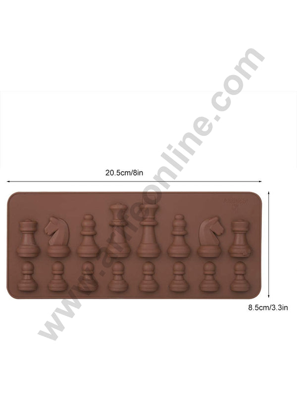 Cake Decor Silicon 16 Cavity Chess Chocolate Mould Brown Chocolate Mould, Ice Mould