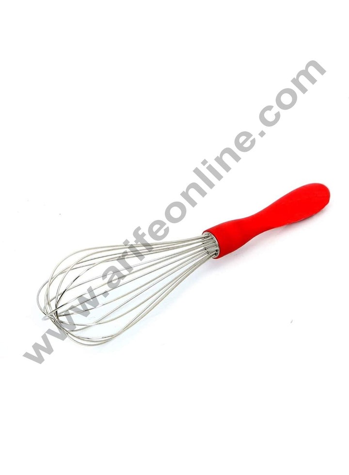 Cake Decor Thick Wire Stainless Steel Eggs Beater With Plastic Handle (Multicolor)