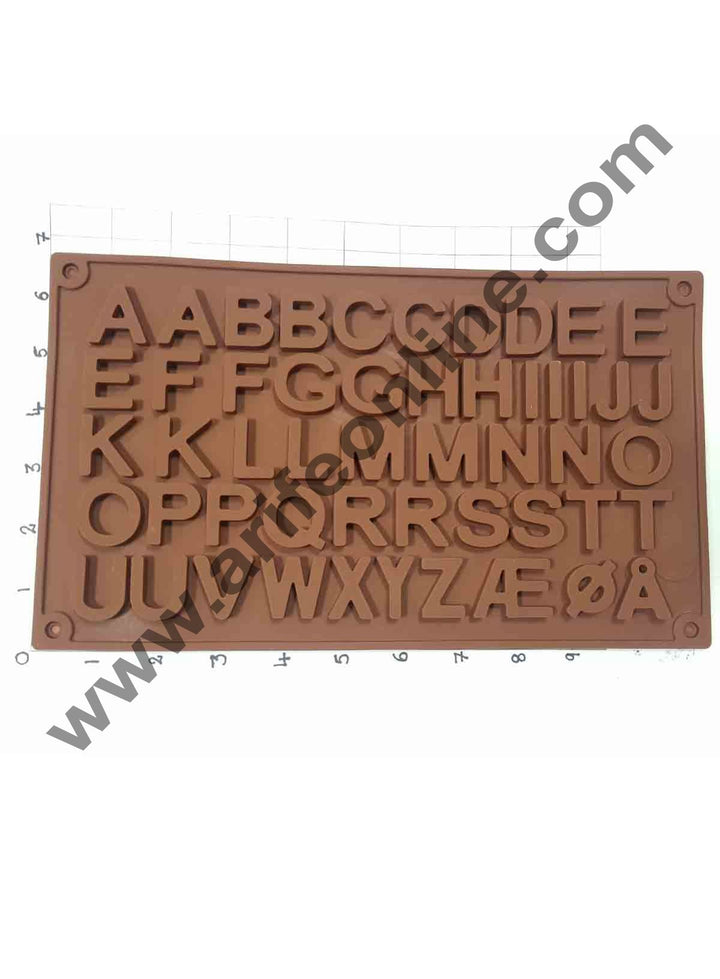 Cake Decor 51-Cavity Double A to Z Alphabets Shape Silicone Brown Chocolate Moulds