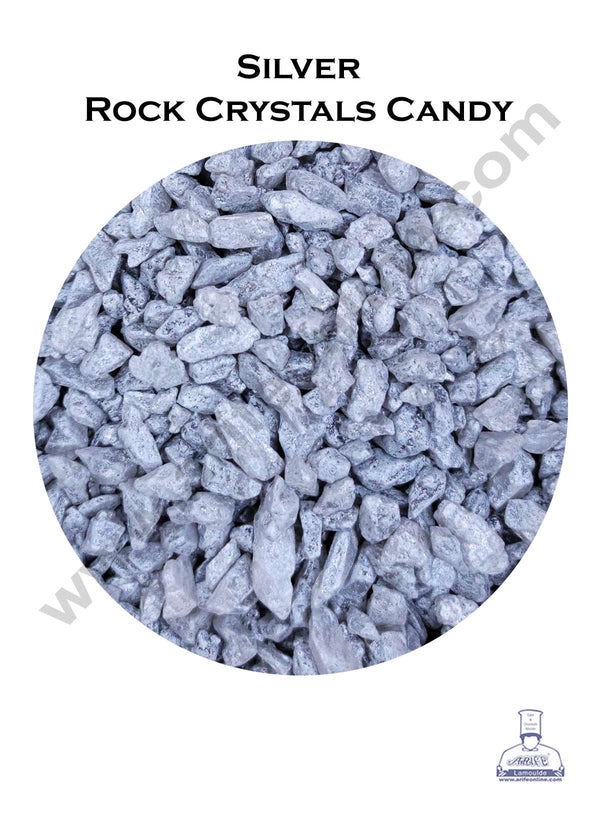 Cake Decor Rock Crystals Candy Sprinkles For Geode Cake - Silver - 500 gm