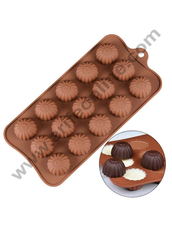 Cake Decor 15 Cavity Round Frill Shape Chocolate Silicone Chocolate Mould