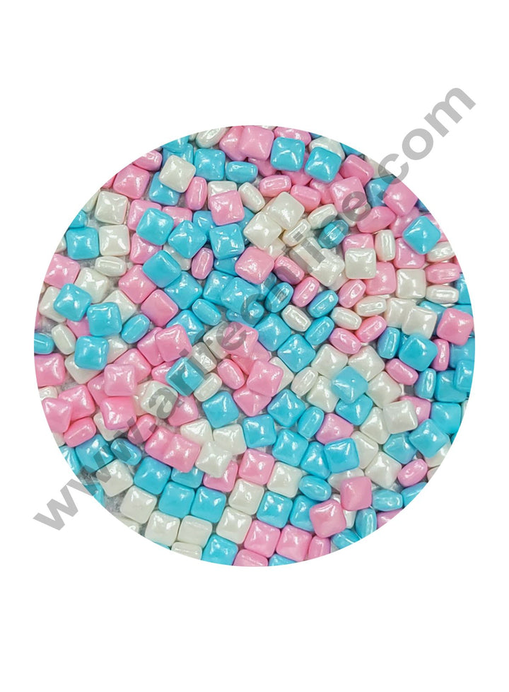 Cake Decor Sugar Candy - Square Dragees Pink Blue White