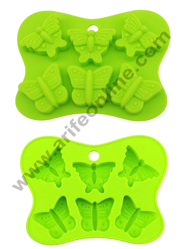 Cake Decor Silicon 6 Cavity Butterfly Shape Design Chocolate Mould Ice, Jelly Candy Mould