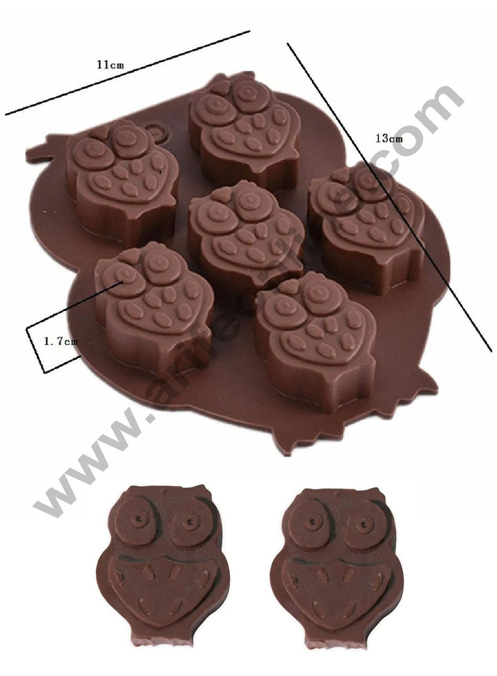 Cake Decor Silicon 6 Cavity Owl Shape Design Chocolate Mould Ice, Jelly Candy Mould