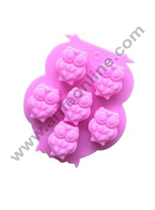 Cake Decor Silicon 6 Cavity Owl Shape Design Chocolate Mould Ice, Jelly Candy Mould