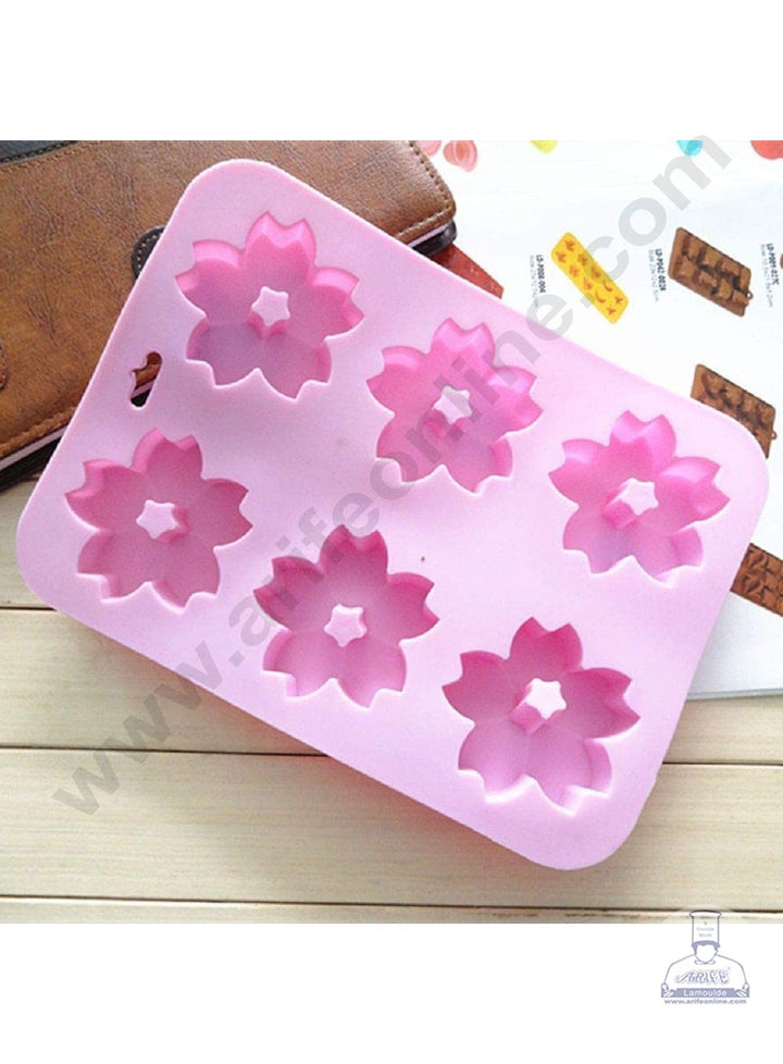 Cake Decor 6 Cavity Silicon Sakura Flower Mould Baking Chocolate Cake (SBSM-829)