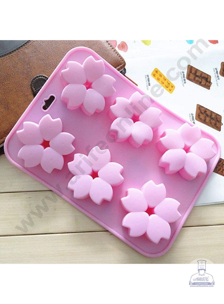 Cake Decor 6 Cavity Silicon Sakura Flower Mould Baking Chocolate Cake (SBSM-829)