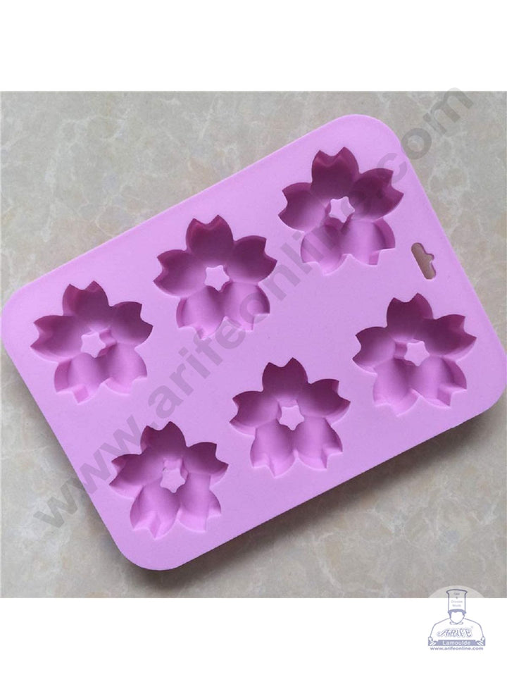 Cake Decor 6 Cavity Silicon Sakura Flower Mould Baking Chocolate Cake (SBSM-829)