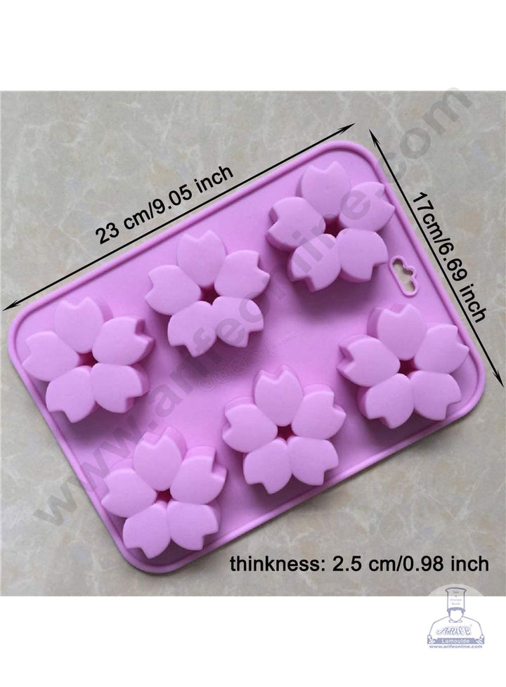 Cake Decor 6 Cavity Silicon Sakura Flower Mould Baking Chocolate Cake (SBSM-829)