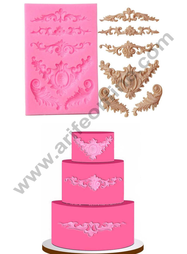 6 Cavity Sculpted Vintage Flower Lace Silicone Fondant Mould