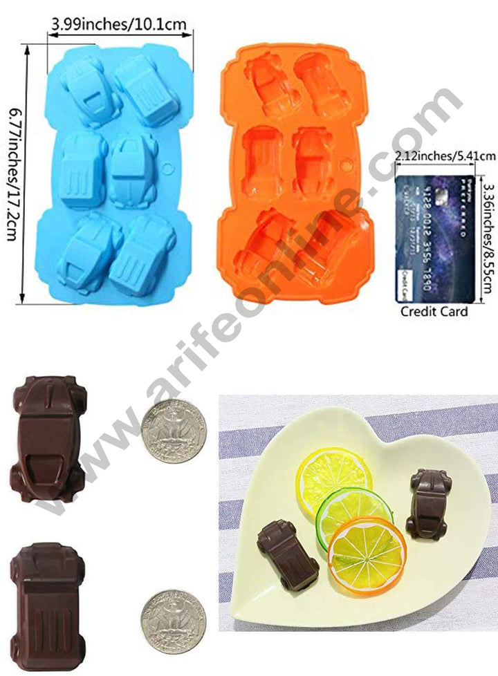 Cake Decor Silicon 6 Cavity Car Shape Design Chocolate Mould Ice, Jelly Candy Mould