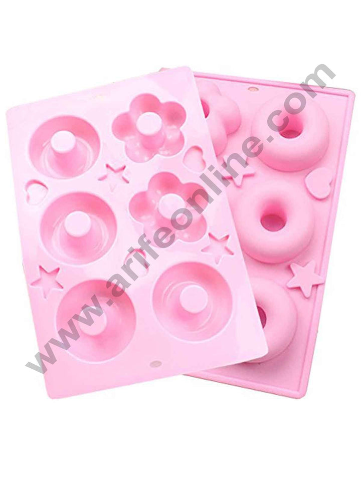 6 cavity silicone Round and Flower Donut mould SBSM-329