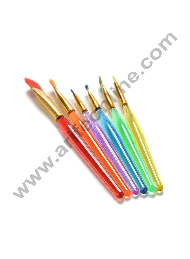 Cake Decor 6pcs/Set 6 Size New Nylon Hair Paint Brush Set Artist Watercolor Oil Brush Painting Supplies