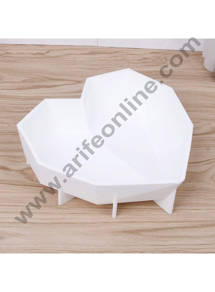 Cake Decor Silicon 3D Heavy Diamond Heart Cake Mould Mousse Pinata Silicon Moulds - White
