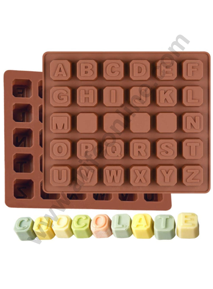 Cake Decor 30-Cavity A to Z Alphabets Shape Ice Cube Tray Silicone Brown Chocolate Moulds