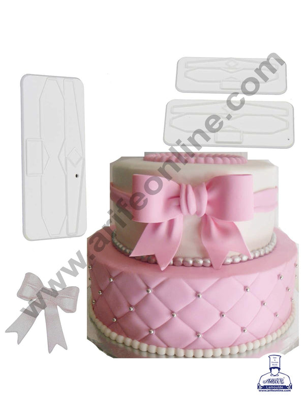 Cake Decor 3Pc Plastic Small Bow Cake Cutter Decor Mold Icing Cookie Biscuit Fondant Embosser