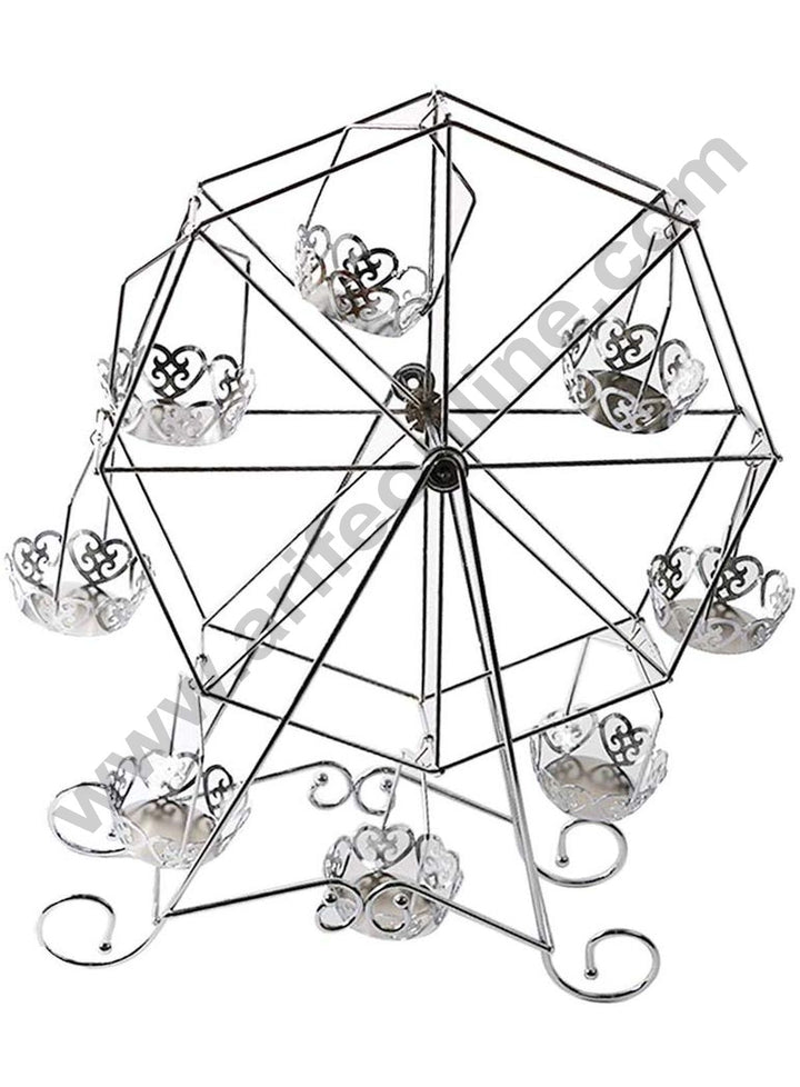 Cake Decor Hexagon Stainless Steel Cupcake Stand Ferris Wheel 8 cupcake holder