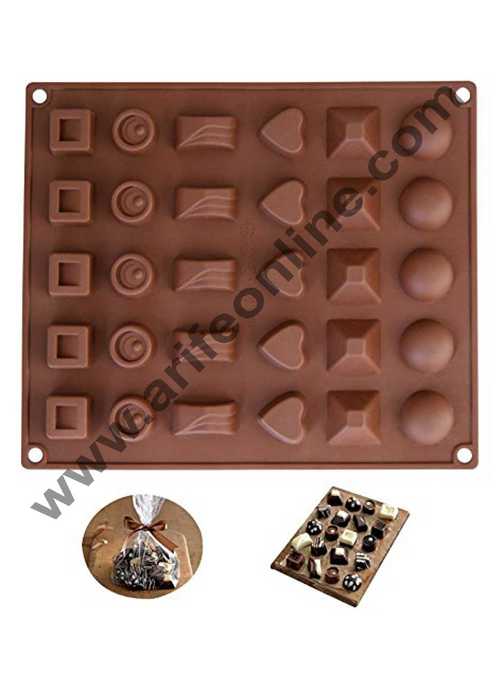 Cake Decor Silicon 30 Cavity Mix Design Brown Chocolate Mould, Ice Mould, Chocolate Decorating Mould