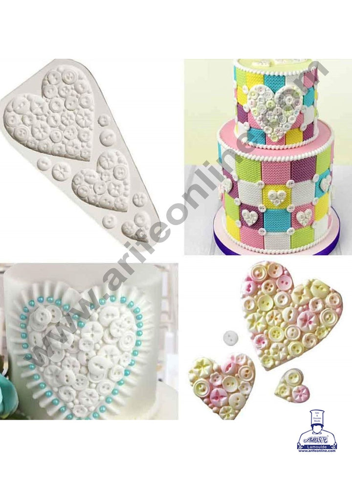 Cake Decor Silicone Heart Button Shape Fondant Marzipan Mould