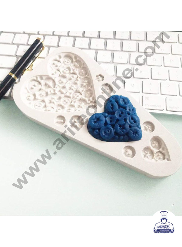 Cake Decor Silicone Heart Button Shape Fondant Marzipan Mould