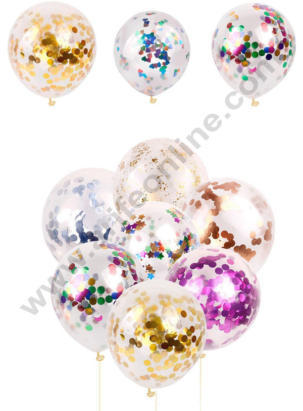 Cake Decor Balloons with Multi Colored Pre-filled Confetti (Pack of 5 Pcs)