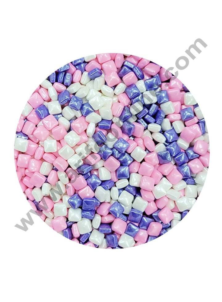 Cake Decor Sugar Candy - Square Dragees Pink Purple White